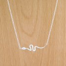 925 Sterling Silver SNAKE Paved CZ Pendant Necklace