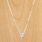 925 Sterling Silver CARVING FLOWER HOLLOW White Crystals CZ Pendant Necklace