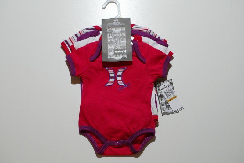 Hurley 4 Piece Baby Infant Girls One Piece Bodysuit Romper Onesie