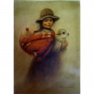 Girl carrying sheep
