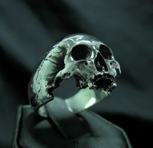 Into The Fire - Sterling Silver Mens Ring Skull Ring Biker Harley Masonic Ghost Rider Jewelry 925