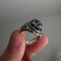 Into The Fire - Sterling Silver Mens Signet Skull Ring Biker Masonic Vintage Handmade Jewelry 925