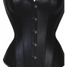 Black Strapless Lace Up Faux Leather Corset Bustier Shaper Lingerie