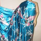 Peacock motif on Bright Turquoise Blue Grade A Satin Fabric #pti-9007