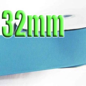 #340 Turquoise Color Black 32mm Wide 5 Yards Grosgrain Ribbon #6600-X5 Yards