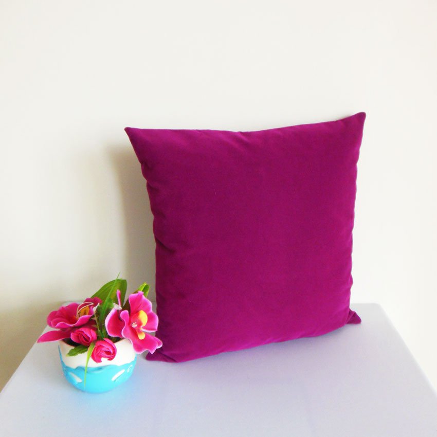 Cushion Cover 16"X16" Red wine Color Suede Like Velvet Pillow Caseu17