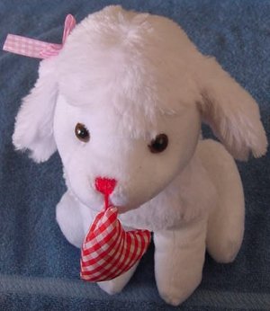 Tony Toy White Dog Gingham Heart Stuffed Plush 9"