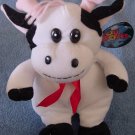 Toy Works White & Black Smiley Cow Stuffed Plush 8"