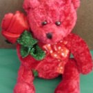 Kids of America Red Bear with Rose Stuffed Plush 6"