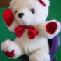 Calplush White & Red Bear with Flower Stuffed Plush 6"