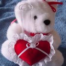 Joelson White Bear & Heart Bud Vase Stuffed Plush 6"