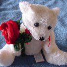 Kids of America White Bear & Rose Stuffed Plush 6"