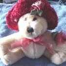 Light Brown Bear Roses & Hat Stuffed Plush 6.5" Cute