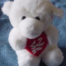 Plush Image White I Love You Monkey or Dog Stuffed 7"