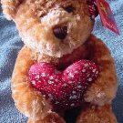 Aurora Valentine Bear Sparkle Heart Stuffed Plush 7"