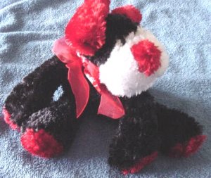 Dan Dee Black Red White Dog Beanie Plush 6" Floppy