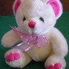Kids of America White & Pink Bear Stuffed Plush 8"