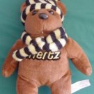 Hertz Rental Cars Brown Bear Beanie Plush 8" Scarf Hat