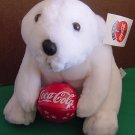 Coca Cola Polar Bear Red Ball 1998 Stuffed Plush 8.5"