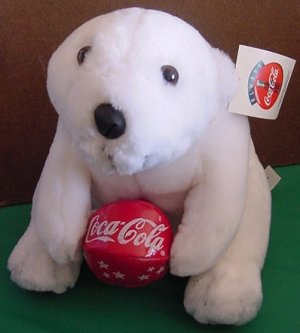 large coca cola stuffed polar bear