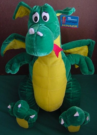 Six Flags Green Winged Dragon Stuffed Plush 13