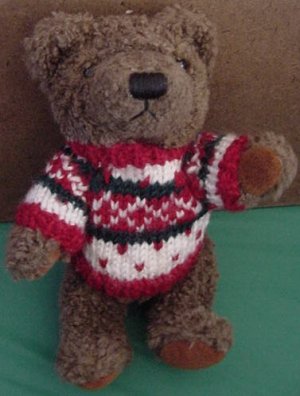 Hugfun Int Bear Red White Green Sweater Stuffed Plush