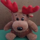 GAC Christmas Reindeer Brown Beanie Plush 5" Red Antler