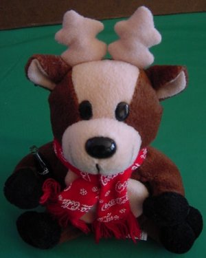 Coca Cola Reindeer Red Scarf Beanie Stuffed Plush 6"