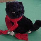 Toy-O-Rama Black Cat Kitty in Scarf Stuffed Plush 9"