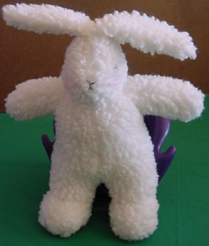 Mud Pie White Wooly Bunny Rabbit Stuffed Plush 9"