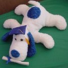 Fiesta Floppy White Blue Grad Dog Stuffed Plush 11"