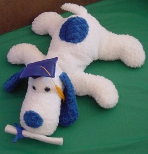 Fiesta Floppy White Blue Grad Dog Stuffed Plush 11"