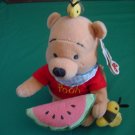 Winnie Pooh Summer Fun Watermelon Bees Beanie Plush 6"