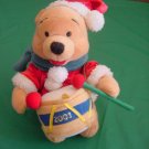 Winnie the Pooh Bear Drummer 2001 Christmas Beanie Plush 6"