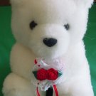 Fiesta White Bear Holding Roses Stuffed Plush 6"