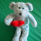 Blue Bear Holding Heart Beanie Stuffed Plush 6"