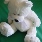 Fiesta Off White Sitting Bear Beanie Stuffed Plush 6"