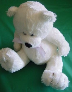 Fiesta Off White Sitting Bear Beanie Stuffed Plush 6"