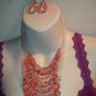 Pink Multi-Colored Necklace and Earring Set