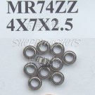 10pcs MR74 MR74Z Miniature Bearings ball Mini bearing 4X7X2.5 4*7*2.5 MR74zz ZZ