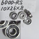 100 pcs 6000-2RS RS Deep Groove Ball Bearing Quality 10x26x8 10*26*8 mm 6000RS