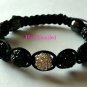 White Pave Crystal Accent and All Black Shamballa Inspired Bracelet-Unisex