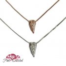 Pave Cubic Zirconia Sterling Silver Angel Wing Pendant Necklace