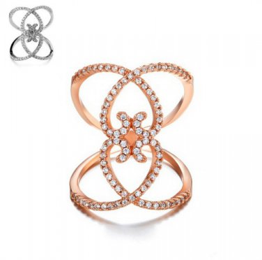 Pave Cubic Zirconia Double Hearts Ring