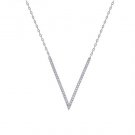 White Gold Cubic Zirconia V Pendant Necklace