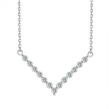 Cubic Zirconia "V" Necklace
