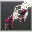 Rhodolite Garnet Pink-ish Fine Silver Pendant Drop Necklace