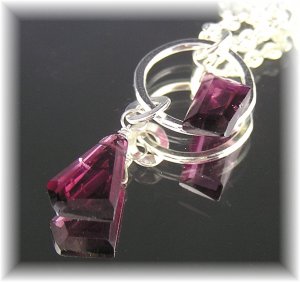 Rhodolite Garnet Pink-ish Fine Silver Pendant Drop Necklace