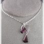 Rhodolite Garnet Pink-ish Fine Silver Pendant Drop Necklace