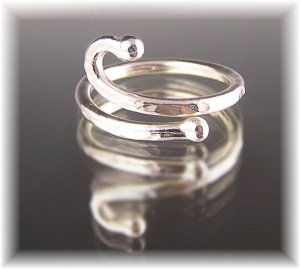 Fine Silver Abstract Ring "Bar Bells"